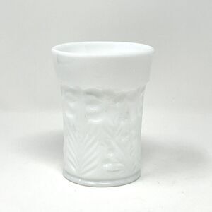 Vintage Imperial LE Smith White Milk Glass Dogwood Tiger Lily Floral Tumbler 4”